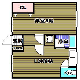 美津屋マンション(1LDK/1階)の間取り写真
