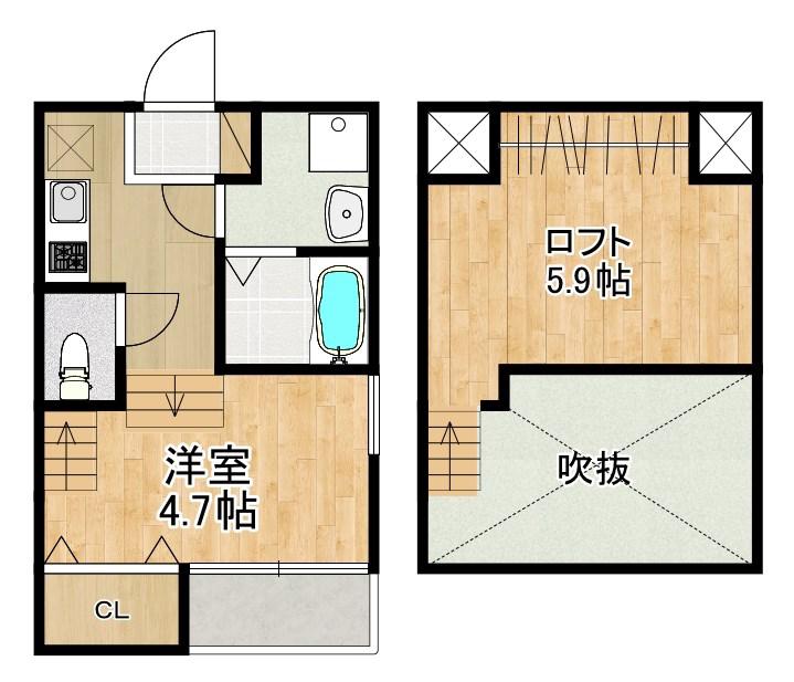 MODERN PALAZZO 戸石BRILLER(1SK/2階)の間取り写真