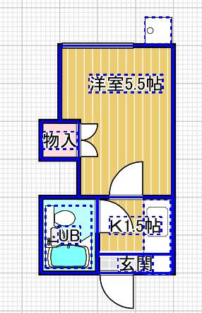 ハイツベルツリー(ワンルーム/1階)の間取り写真