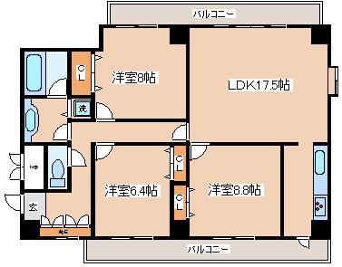 グランドール熊内(3LDK/7階)の間取り写真