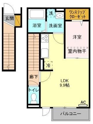 ポーラスターかしわ座(1LDK/2階)の間取り写真