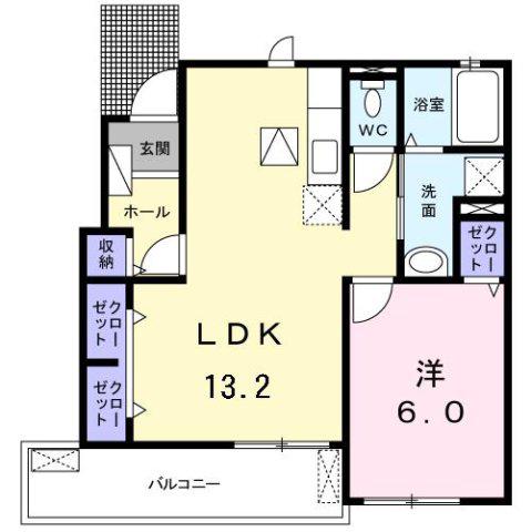 セイバリーM(1LDK/1階)の間取り写真