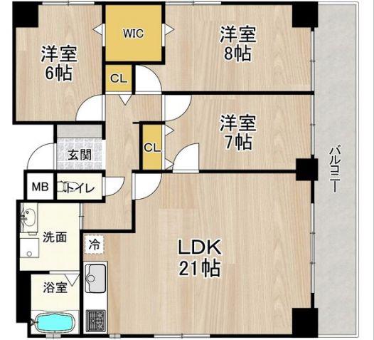 CITY SPIRE難波ウエストII(3LDK/6階)の間取り写真