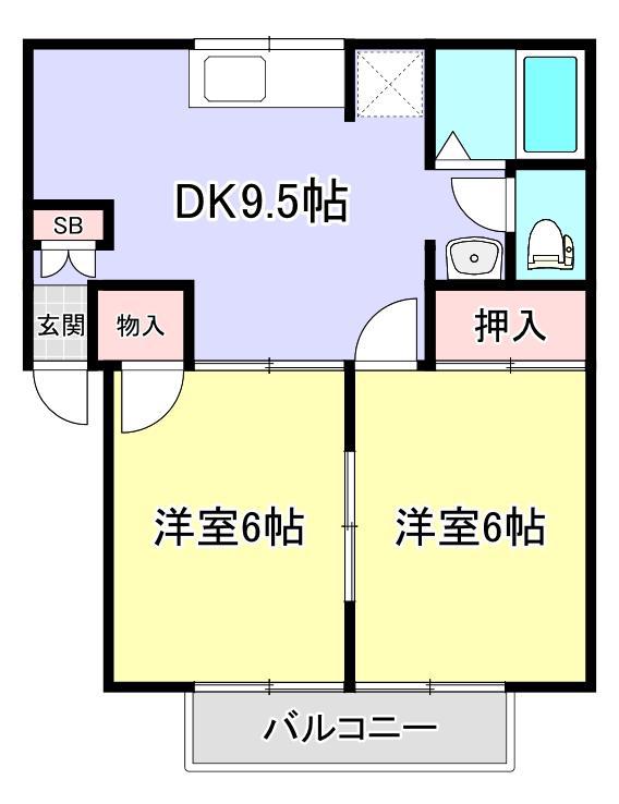 東邦ハウス(2DK/1階)の間取り写真