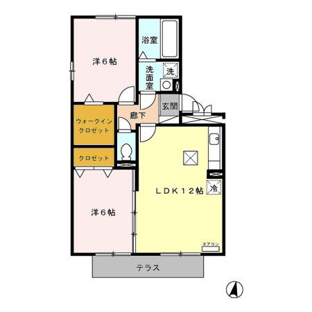 セジュール和幸B棟(2LDK/2階)の間取り写真