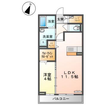グランクレール高砂(1LDK/3階)の間取り写真