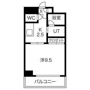 ライジングヴィラ葵(1K/3階)の間取り写真