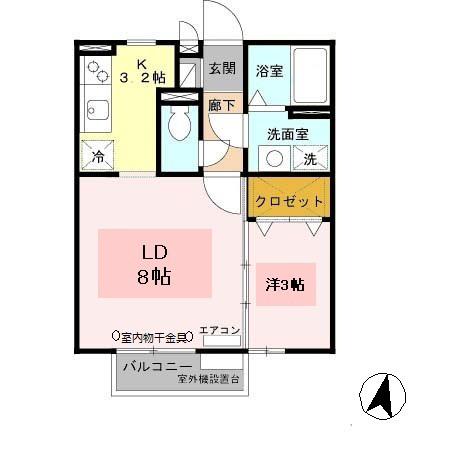 サンライズ城南(1LDK/2階)の間取り写真
