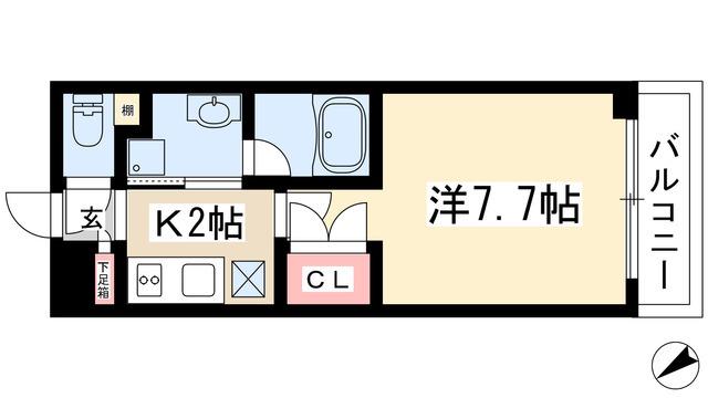イースタンヒルズ藤が丘駅前(1K/6階)の間取り写真