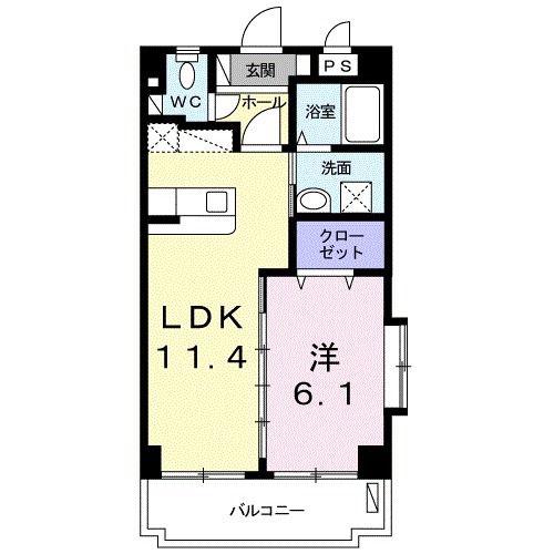 プリティーハウス幸(1LDK/2階)の間取り写真