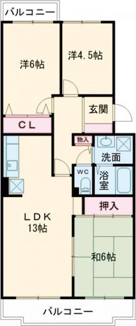 マッティーナ神戸弐番館(3LDK/3階)の間取り写真