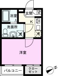 カーサミーア北越谷(1K/3階)の間取り写真