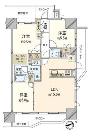 ローレルコート浦和常盤(3LDK/2階)の間取り写真
