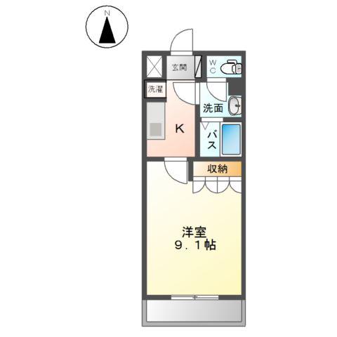 グリーンヒルズ(1K/2階)の間取り写真