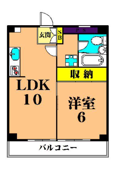 メゾンパーク大森(1LDK/3階)の間取り写真