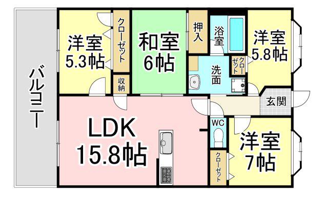 アールフォーレ春の町(4LDK/4階)の間取り写真