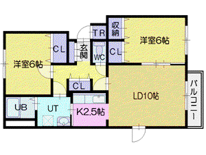 ポプラール(2LDK/1階)の間取り写真