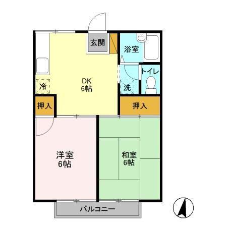 明清ハイツ(2DK/1階)の間取り写真