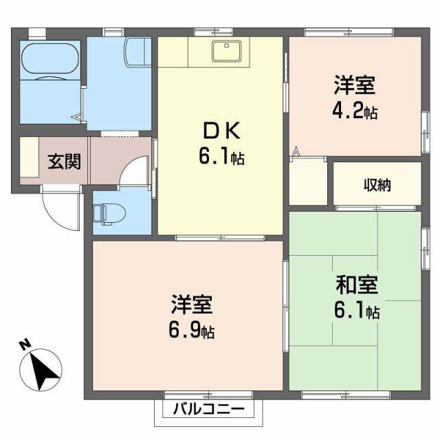 メゾン喜多川 A棟(3DK/2階)の間取り写真