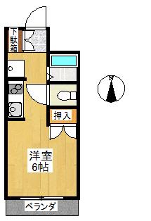 メゾンRYU(ワンルーム/1階)の間取り写真