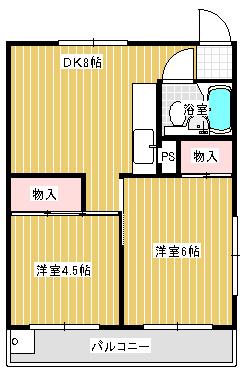フラット白山第二(2DK/2階)の間取り写真