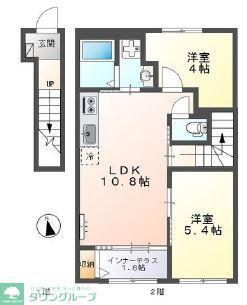 ヌーヴェルテールA(2LDK/2階)の間取り写真