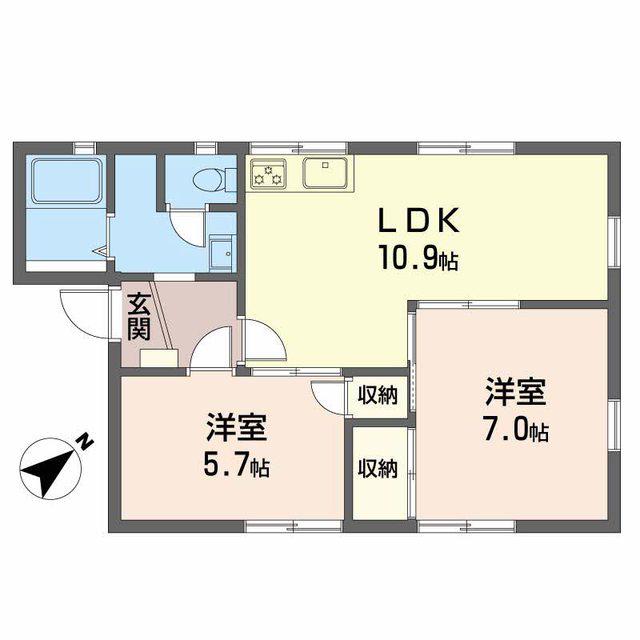 ボンリビエール吉田B(2DK/1階)の間取り写真