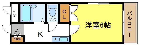 グランドール喜連(1K/2階)の間取り写真