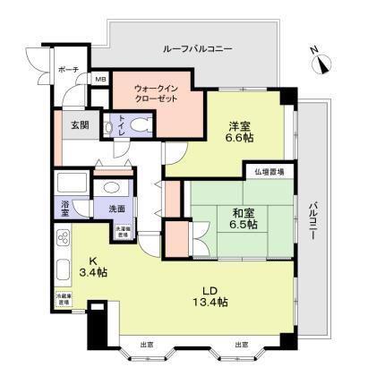 ルベール・デュ・ソレイユ(2LDK/4階)の間取り写真