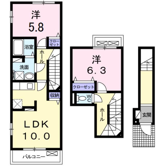 メゾンソレイユ(2LDK/2階)の間取り写真