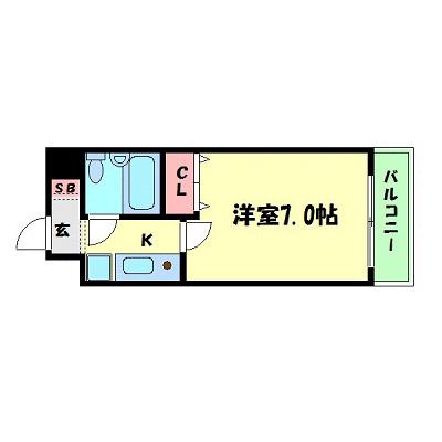 エスリード森ノ宮第2(1K/7階)の間取り写真
