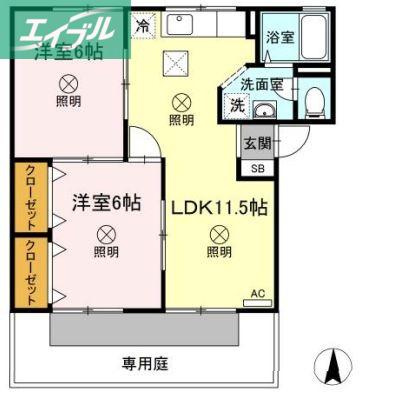 セ・マニフィックイタノ(2LDK/1階)の間取り写真