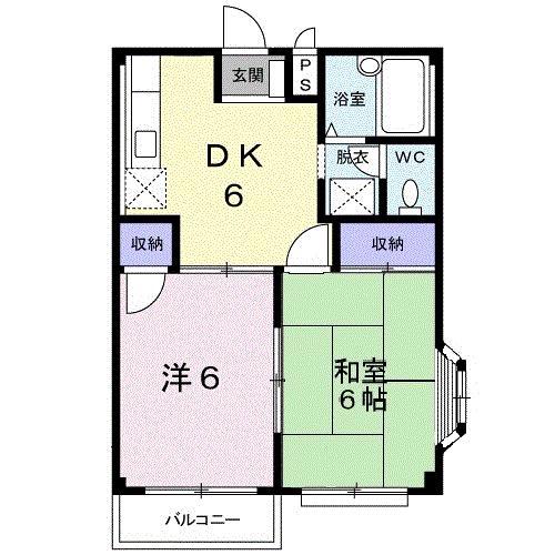 プラネットI(2DK/2階)の間取り写真