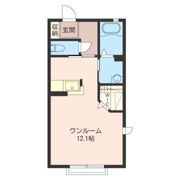 グラシューアン(ワンルーム/1階)の間取り写真