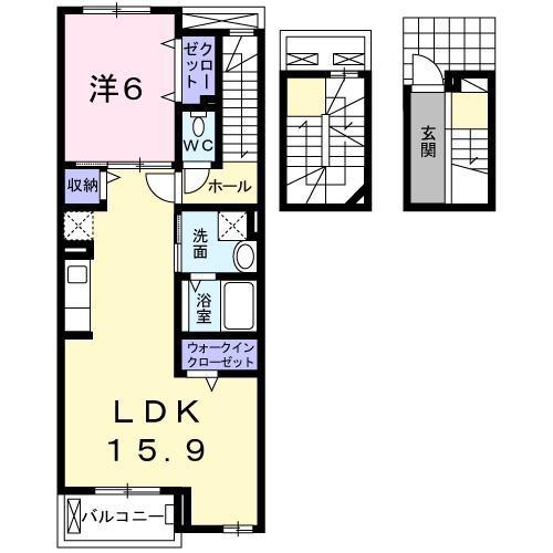 シンシアR 1(1LDK/3階)の間取り写真