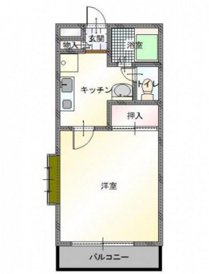 アークヒルズ西古松(1K/2階)の間取り写真