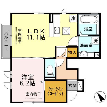 ミール・シーヴォン(1LDK/1階)の間取り写真