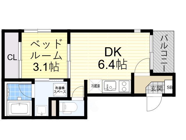 ハーモニーテラス御崎2(1DK/1階)の間取り写真
