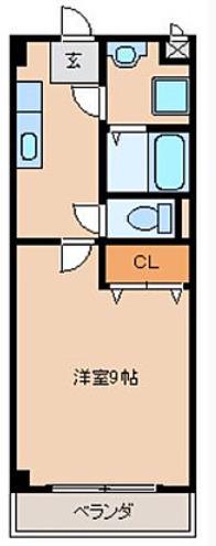 グリーン花水木II(1K/2階)の間取り写真