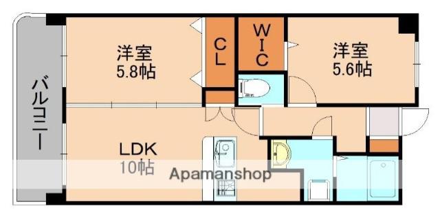 ヴェルソーIII番館(2LDK/8階)の間取り写真
