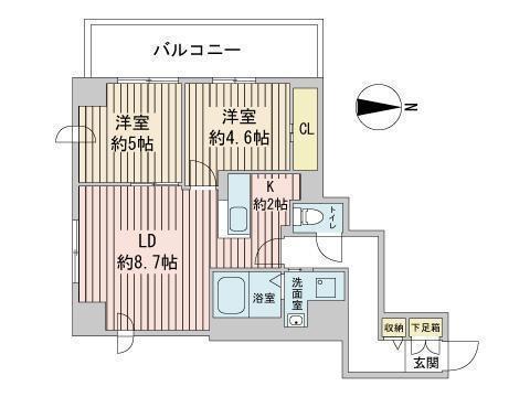 レジディア北2条イーストⅡ(2LDK/12階)の間取り写真