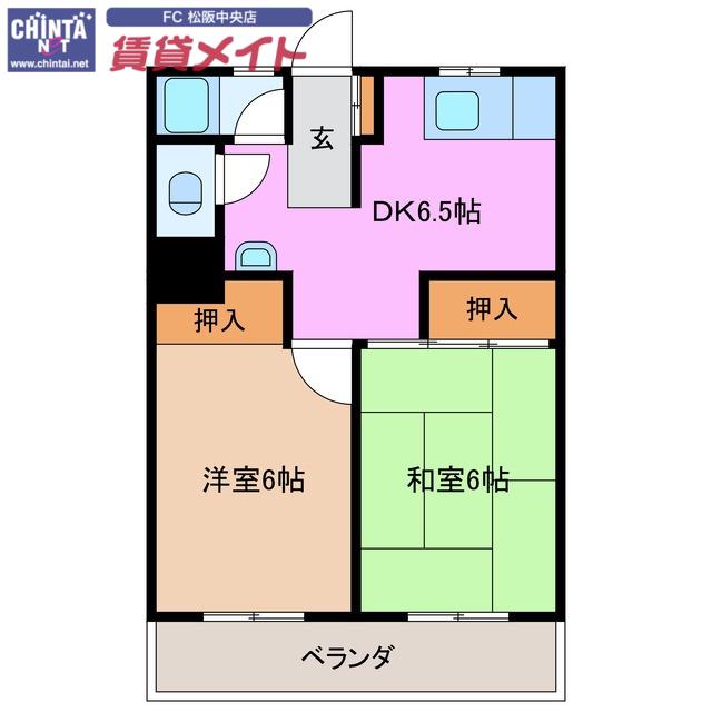 伊藤ビル(2DK/2階)の間取り写真