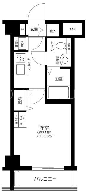 アクサス門前仲町(1K/2階)の間取り写真