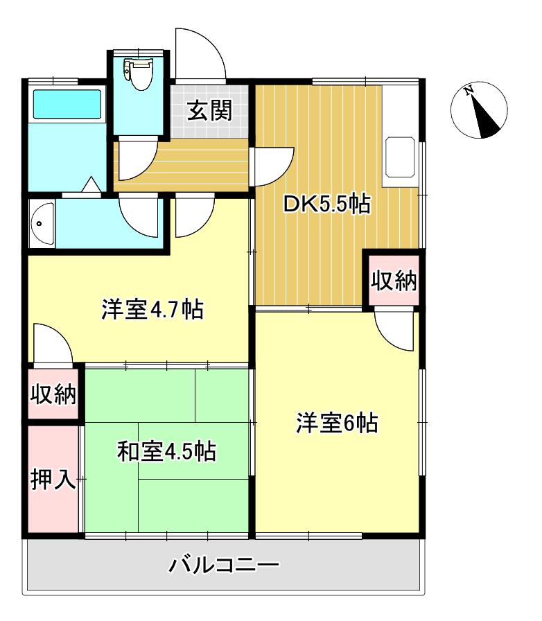 コーポ汐の先A(3DK/2階)の間取り写真