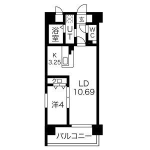 PRIMAL千種LUNO(1LDK/14階)の間取り写真