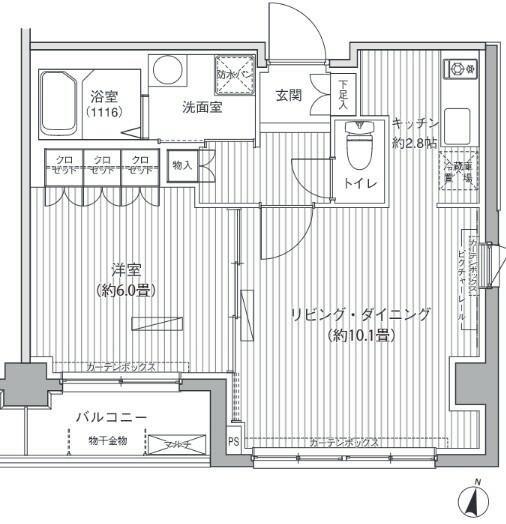 ヒューリックレジデンス茗荷谷(1LDK/2階)の間取り写真