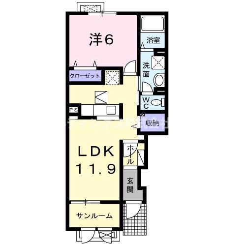 クラール リヒト(1LDK/1階)の間取り写真