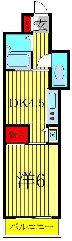 ジュネパレス柏第29(1DK/4階)の間取り写真