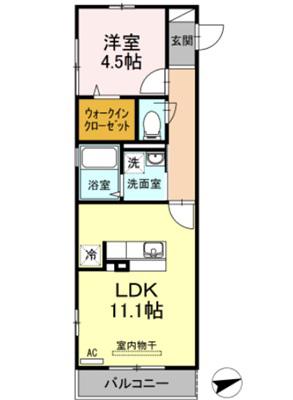 ボヌール SA(1LDK/1階)の間取り写真