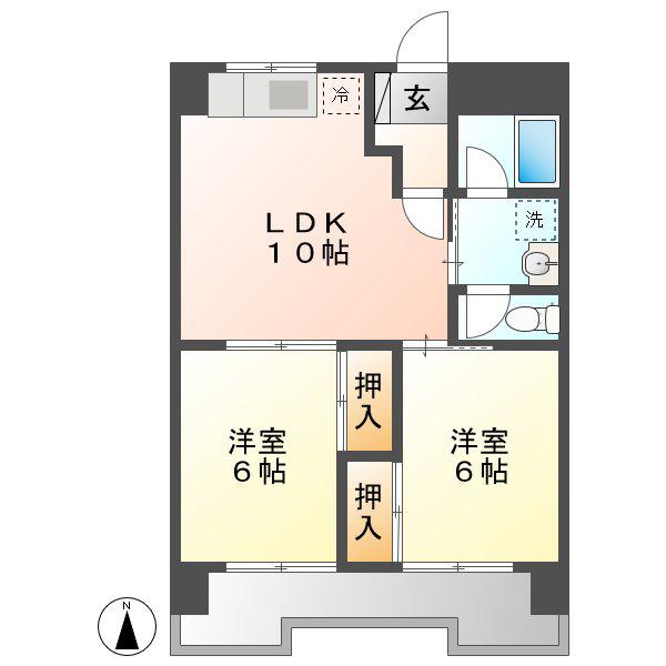 ファミール大畑(2LDK/2階)の間取り写真